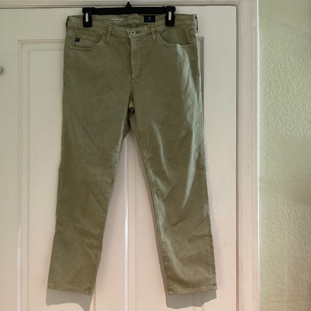 AG women light sage green the prima crop soft cigarette crop jeans sz31 NWT $178